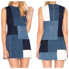 Shop bri_2252's closet or find the perfect look from millions of stylists. Fast shipping and buyer protection. GRLFRND DENIM Heidi Patchwork Dress NWT • Originally $288 • SOLD OUT • NWT • Unlined • 100% cotton • raw cut edges • Zipper back Description from Revolve: Patchwork play goes a step further into vintage territory with GRLFRND's Heidi Shift Dress. A straight yet contoured fit is achieved with mismatched wash colorblocking, all accented by classic denim detailing and raw cut edges. 10 Denim Wedding Dresses, Patchwork Dress Pattern, Denim Patchwork Dress, Belted Denim Dress, Grlfrnd Denim, Denim Clothes, Upcycled Jeans, Denim Jean Dress, Denim Midi Dress