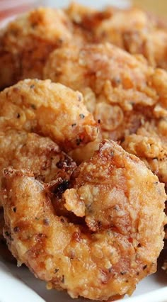 some fried food is on a white plate