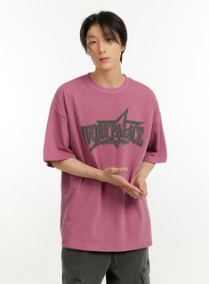 Product Detail Style : Street Occasion : Back to school Type : Men, TShirts Print : Graphic, Washed Material : Cotton Sleeve : Short sleeve Neck : Round neck Fit : Oversize fit Cotton100 Color : Dark pink, Dark gray Made in Korea Model Size Model is wearing size M/L and the color Dark pink. Height : 5'11" | 180cm / Top : M / Bottom : L (30 inch) .prddescription table, .prddescription td, .prddescription th { border : 1px solid black; border-collapse : collapse; padding: 10px; } Size(Inch) Size S Urban Purple Letter Print Top, Urban Style Purple Cotton T-shirt, Urban Purple Short Sleeve T-shirt, Purple Cotton Hip Hop Tops, Urban Purple Cotton T-shirt, Urban Style Purple Short Sleeve T-shirt, Pink Cotton T-shirt For College, Casual Pink T-shirt For College, Purple Cotton T-shirt For College