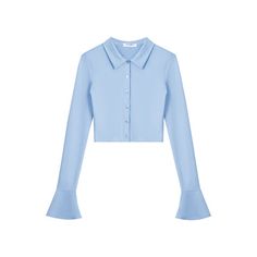 Applicable age: 18-24 years old Size: S M L XL pattern: plain style: street Street: Athleisure Collar Type: Lapel Clothes placket: single-row multi-button Color classification: blue Sleeve Type: Flared Sleeve Item Number: C3341E23 Season of the Year: Fall 2022 Sleeve Length: Long Sleeve Clothing length: Short (40cm Collared Tops With Button Cuffs, Blue Classic Stretch Shirt, Light Blue Casual Shirt With Button Cuffs, Light Blue Casual Top With Button Cuffs, Solid Collared Tops With Button Cuffs, Casual Light Blue Tops With Button Cuffs, Blue Stretch Collared Blouse, Collared Stretch Top With Button Closure, Blue Long Sleeve Tops With Buttons