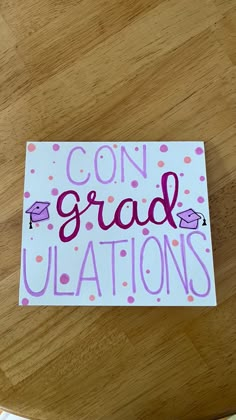 Pink color scheme graduation card saying “con-grad-ulations” Diy Grad Cards Easy, Card Ideas For Graduation, Cute Grad Card Ideas, Homemade Grad Cards, Homemade Graduation Gifts Diy, Homemade Graduation Cards Handmade, Easy Diy Graduation Cards, Graduation Card Ideas Diy, Cute Graduation Card Ideas