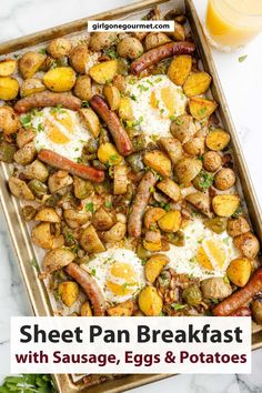 sheet pan breakfast with sausage, eggs and potatoes