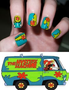 P i n t e r e s t: YoursTrulyKitKat ♡ Scooby Doo Nail Art, Scooby Doo Nails, Scooby Doo Party, Best Summer Nail Color, Cartoon Nail Art, Beach Nail Art, Scooby Dooby Doo, Mystery Machine, Nail Color Trends