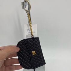 Bally Coin Purse Black/Gold 3x1x4 All Closures Are Functional. The Items Shows Signs Of Wear From Normal Use Like Creasing In Material. Please Refer To Photos For Further Information. Luxury Black Coin Purse With Interior Key Chain Holder, Elegant Black Bag For Personal Use, Black Bag With Removable Pouch For Personal Use, Black Clutch Bag For Personal Use, Bally Bag, Purse Black, Wallets, Coin Purse, Coin