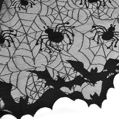 Spiderweb Lamp Shade | PopFun Halloween Lamp, Lace Lampshade, Mantle Scarf, Lace Lamp, Halloween Lamps, Haunted House Party, Silk Lampshade, Decorative Lamp Shades, Black Lampshade