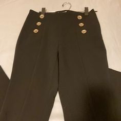 Black Pants Nwot Black Pants With Button Closure For Fall, Black Leggings With Pockets For Work, Chic Black Pants With Buttons, H&m High Waist Bottoms For Fall, H&m Wide Leg Pants For Fall, Black Ankle Pants With Buttons, Black Ankle-length Pants With Buttons, Black Buttoned Ankle-length Pants, Black High-waisted Buttoned Pants