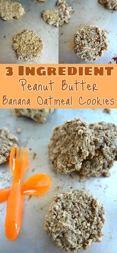 three ingredient peanut butter banana oatmeal cookies