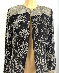 This lace blazer coat is all hand beaded with sequins perfect for parties and special events. Beaded Blazer, Lace Blazer, Womens Blazers, Coat Black, Beaded Lace, Blazer Coat, Hand Beading, Black Coat, Blazer Suit