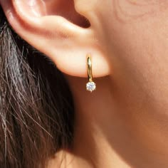 Buy Cz Earrings, Dainty Earrings, Conch Earrings, Tiny Earrings, Gold Huggie Earrings, Silver Huggies, Wedding Jewelry, LUISA EARRINGS Online in India - Etsy Gold Top Earrings Design, Minimal Earrings Gold, Gold Earrings Simple Designs, Modern Earrings Gold, Stud Gold Earrings For Women, Earrings Gold Indian Simple Daily Wear, Small Gold Tops Designs, Tops Earings Design Gold, Gold Earing Tops Design New