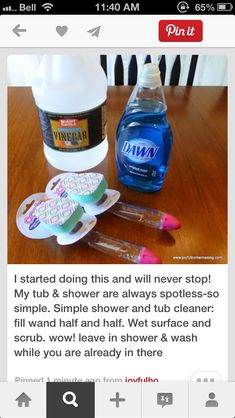 several cleaning products are sitting on a table