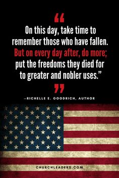 an american flag with the quote, on this day, take time to remember those who have fallen