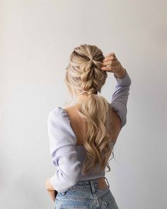 Easy Braided Ponytail, Hairstyles Girl, Simple Prom Hair, Ponytail Hairstyle, Hairstyle Tutorials, Fishtail Braid, Wavy Hairstyles, Athletic Hairstyles, Haircut Styles