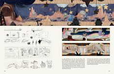 an animation storyboard with various scenes and characters in the same scene, including a stage