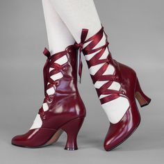 Beautiful Edwardian and 1920s leather oxfords for costumers, historical reenactors, historybounding, steampunks, cottage core, dark academia, theater groups, and historically-inspired brides. Cottage Core Dark Academia, Cottage Core Dark, American Duchess, Tango Dance, Lace Up Boots, Cottage Core, Tango, Dark Academia, Leather Heels