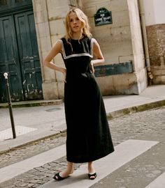 Matilda Dress - Black | DÔEN Fall In Paris, Thrift Inspiration, Monroe Dress, Wishlist Clothes, Dressy Dress, Sailor Style, Womens Golf, Sailor Fashion, Kick Pleat