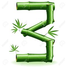 the letter e made up of bamboo sticks and leaves stock photo - 547982