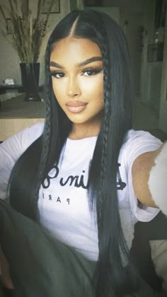 Straight Hair With Two Braids, Straight Hairstyles White Girl, Going Out Hairstyles Night Club, Latina Hair, Highlights Curly Hair, Hair Inspiration Long, Going Out Hairstyles, All Hairstyles, Curly Lace Front Wigs