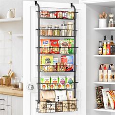 MULTI-USE OVER THE DOOR PANTRY ORGANIZER : This pantry door rack is designed to meet all your needs, can use as spice organizer, cabinet/closet door organizer, kitchen organizers and storage. Closet Pantry Makeover, Metal Pantry Door, Pantry Door Rack, Closet Door Organizer, Door Pantry Organizer, Door Spice Rack, Pantry Door Organizer, Hanging Spice Rack, Spice Organizer