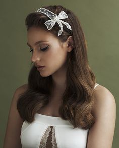 The most dreamy sheer bow headband you'll ever see. So delicately made of tulle, this bridal hair accessory is a modern choice for your bridal hairstyle on your wedding day.  This headpiece is part of the ‘HIGH BY THE BEACH’ collection - a series of dreamy fancy headpieces, mostly  bridal wear. click through for more designs! #bridalhair #bridalhairaccessories #weddinghairstyles #weddinglook #lanadelrey Fancy Headpieces, Wedding Trends 2024, Bridal Hair Accessory, Fall Hair Trends, Headpiece Bridal, Hair Ribbons, Beach Bride