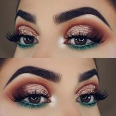 Trucco Glam, Makeup Cantik, Under Eye Makeup, Makeup Tip, Glitter Eyeliner, Green Makeup, Makijaż Smokey Eye, Jaclyn Hill