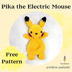 a crocheted pika the electric mouse