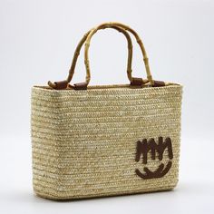 Style:+handbag,+carrying+handbag,+tote+bag. Color:+as+photos. Technics:+Hand+Woven Condition:+New Handmade Material:+wheat+straw+weaving. Open:+zippered. Size:+upper+length+31cm,+width+12cm,+height:+22cm. Free+shipping. Straw Weaving, Beige Bag, Wheat Straw, Bamboo Handles, Trend Style, Woven Bag, Casual Bags, Haiti, Brunei