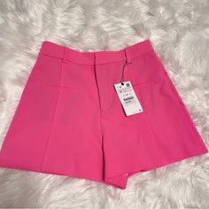 Nwt Hot Pink Zara Shorts! Zara High-waisted Shorts With Pockets, Zara Shorts With Pockets, Zara Bottoms With Pockets, Short Length, Trendy Short Pink Pants, Trendy Pink Short Length Pants, Pink Short Length Pants For Spring, Trendy Short Length Pink Pants, Trendy Short-length Pink Pants, Pink Pants With Built-in Shorts For Spring