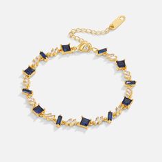 This is the epitome of balance between dainty and bold. Serve up power statements with our Royal Blue Tiana Crystal Bracelet. 18K gold plated, brass Length: 6.1in (+ 1.6in adjustable) Hypoallergenic, lead & nickel free If you aren't in LOVE with your purchase, please let us know within 30 days of receiving your item, and you'll receive a stress-free refund. Elegant Blue 14k Gold Bracelets, Elegant Blue Crystal Metal Bracelet, Adjustable Blue Crystal Rhinestone Bracelet, Elegant Blue Hand-strung Crystal Bracelet, Classic Sapphire-colored Cubic Zirconia Bracelets, Crystal Bracelets, Royal Blue, 18k Gold, Gold Plate