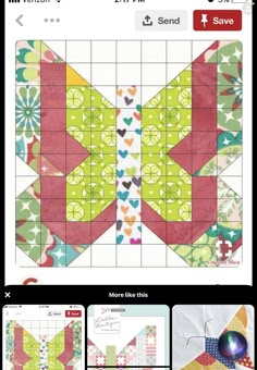 the app is showing how to make a quilt with different patterns and colors on it