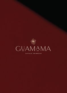 the logo for guama wine bar on a red and black background with white lettering