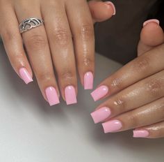 Gel Polish Toes, Light Pink Acrylic Nails, Nails Biab, Short Pink Nails, Pink Tip Nails, Baby Pink Nails, Pink Gel Nails, Simple Acrylic Nails, Basic Nails