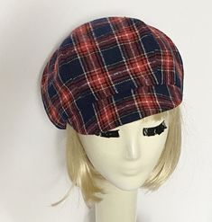 Plaid Newsboy Cap Red Flat Cap Beret For Fall, Red Adjustable Winter Beret, Adjustable Red Winter Beret, Classic Adjustable Cap For Costumes, Adjustable Flat Cap, Red Flat Cap For Fall, Classic Plaid Hat With Curved Brim, Adjustable Winter Flat Cap, Retro Adjustable Visor Fitted Hat