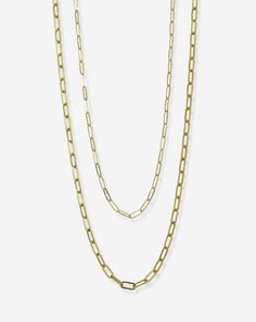 The most classic necklace! Choose from 2 styles of 14K gold filled necklaces that are extremely tarnish resistant. 17in long - can be clasped anywhere. Nickel and lead free. Save $15 when you purchase as a set. Classic Single Strand Jewelry For Everyday, Classic Gold Plated Single Strand Jewelry, Classic Long Necklace For Everyday Wear, Classic Long Necklace For Everyday, Classic Everyday Long Necklace, Classic Everyday Charm Necklaces In 14k Gold Filled, Timeless Gold Charm Necklace For Everyday, Classic Double Strand Cable Chain Necklace, Timeless Everyday Gold Charm Necklace