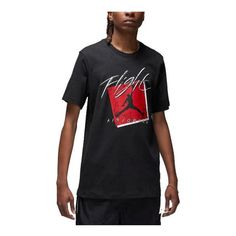 Jordan Tee DX9594-010 (Men's/Round Neck/Short Sleeve) Modern Cotton Sports Tops, Modern Short Sleeve Sports Top, Black Graphic Print T-shirt, Black Graphic Tee For Sports, Black Pre-shrunk T-shirt Athleisure, Black Pre-shrunk Athleisure T-shirt, Black Athleisure T-shirt With Graphic Print, Black Graphic Print T-shirt Athleisure, Urban Black T-shirt With Moisture-wicking