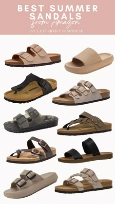 Footwear For Summer, Birkenstock Women Sandals, Cute Sandals For Summer Beach, Pretty Sandals Summer, Stylish Footwear For Women, Sandal Pria Casual, Sandals 2024 Summer, Summer Sandals Women 2024, Chapal For Women