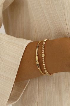 Minimalist Bracelet Stack, Minimal Jewelry Aesthetic, Bracelet Stack Simple, Gold Bracelet For Women Classy, Ruby Cruz, Alpha Bracelet, Wrist Jewelry