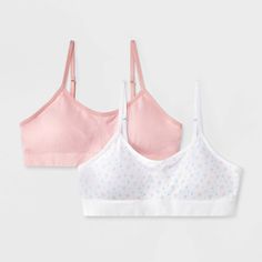 Add comfort to your child's wardrobe with the Girls' 2-Pack 'Floral' Seamless Ruched Bra from art class™ in white. Designed for ease and style, these bras feature a cute floral pattern and ruched detailing. The set of 2 bras feature adjustable straps, pullover style and lightly lined cups for seamless wear under any outfit. Made from soft and stretchy fabric, the girls' 'floral' seamless ruched bra from art class™ offers a cozy fit throughout the day. art class™: One-of-a-kind looks for the one Bra Art, Comfortable Bras, Fabric Tape, Cozy Fits, Bra Set, Art Class, Stretchy Fabric, Girls Shopping