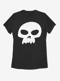 a black t - shirt with a white skull on it