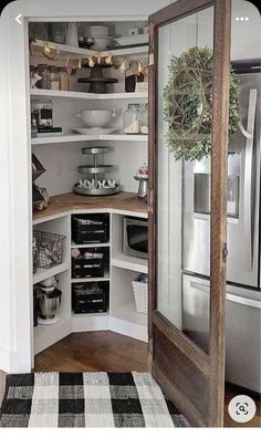 an open pantry with lots of items in it