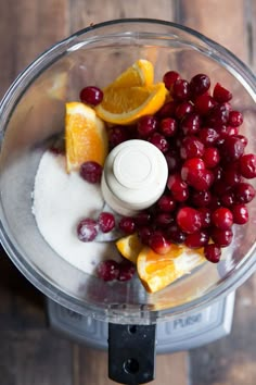 cranberries, oranges and sugar in a food processor