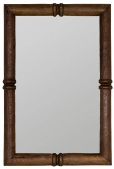 an old wooden frame mirror on a white background