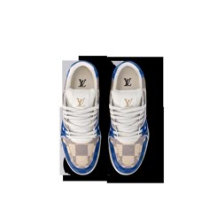 LOUIS VUITTON® - Lv Trainer Sneaker - Blue Lv Trainer Sneaker, Lv Print, Louis Vuitton Official Website, Vintage Basketball, Basket Vintage, Heart Shoes, Heart Clothes, Lv Shoes, Green Sneakers