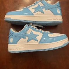 Bapesta Sax Size 10 Men Size 11 Women Has No Box Blue Bape Shoes, Bapesta Shoes, Bape Sneakers, Bape Shoes, Nike Shoes Women Fashion, Painted Canvas Shoes, Pretty Sneakers, Pretty Shoes Sneakers, Kicks Shoes