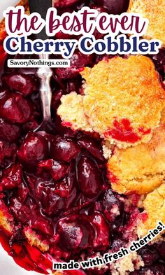 Cherry Cobbler Pin Cherry Crisp Recipe Easy, Fresh Cherry Cobbler, Easy Cherry Cobbler, Fresh Cherry Recipes, Cherry Recipes Dessert