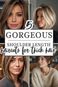 Haircuts For Shoulder Hair Length, Fall Medium Haircuts, Haircuts For 2023 Women Medium, Just Below Shoulder Haircut, Straight Thick Shoulder Length Hair, Shoulder Length Hair For Brunettes, Short To Shoulder Length Hair, Collarbone Length Hair Middle Part, Shoulder Length Hair All One Length