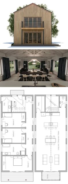 two story house plans with lofts and open floor plan for the living room, dining area