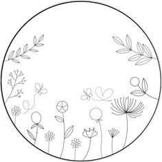 a circle with flowers and leaves on it