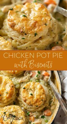 chicken pot pie with broccoli and carrots in a casserole dish