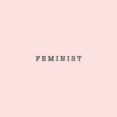 the word feminist is written in black on a pale pink background with an arrow pointing to it