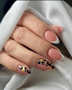 Almond Nails Color Ideas, Cheetah Accent Nails, Ideas Para Uñas, Ideas Uñas, Elegant Nail Art, French Manicure Nails, Casual Nails, Pretty Gel Nails, Short Acrylic Nails Designs